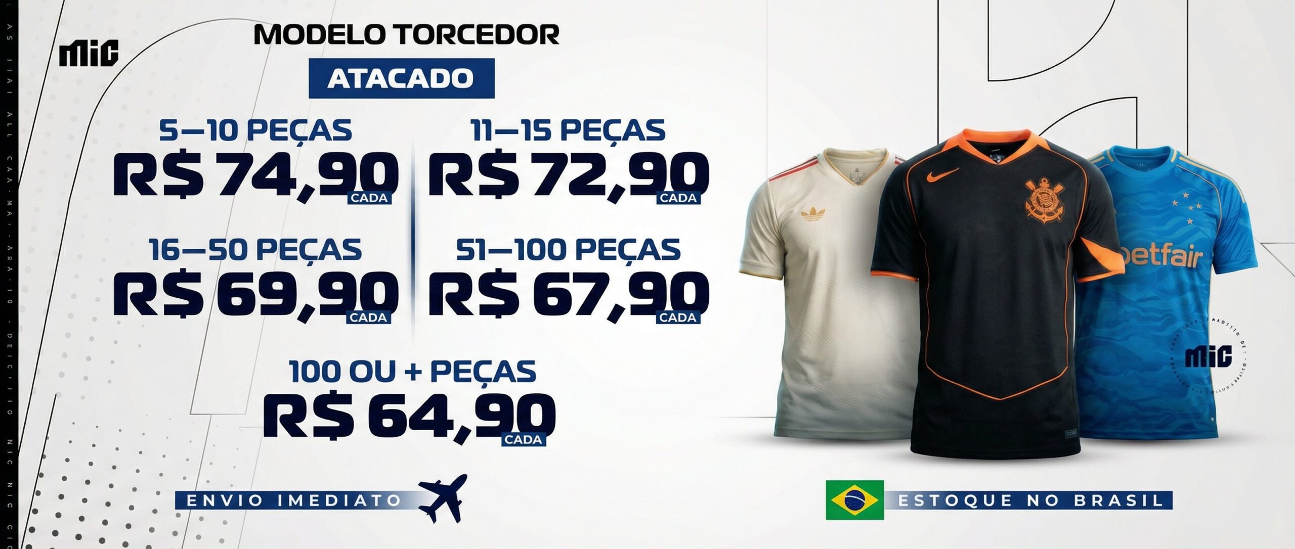 Tabela de preços de atacado